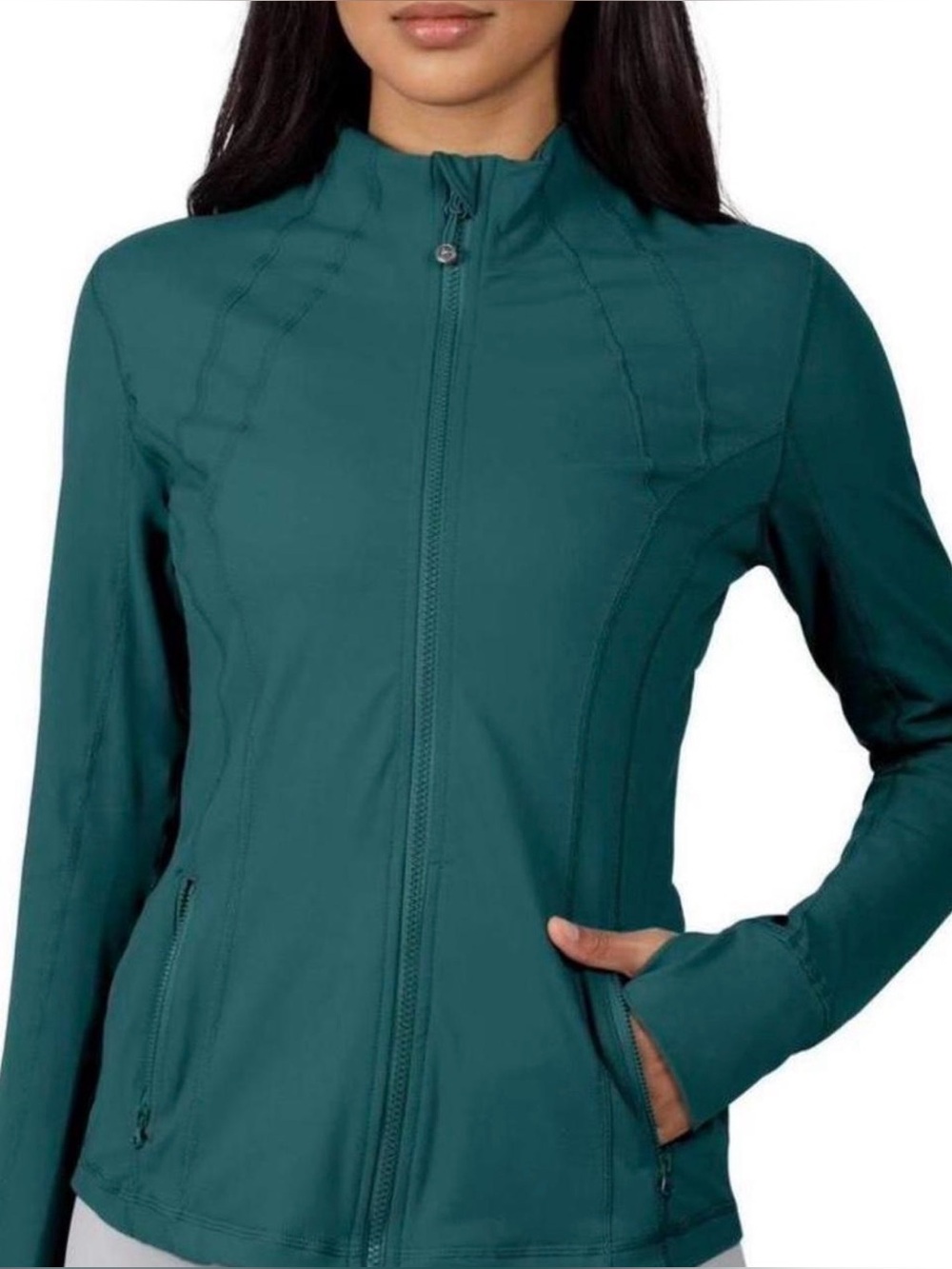 90 degrees Teal Green Women's Full-Zip Athletic Jacket. Size L